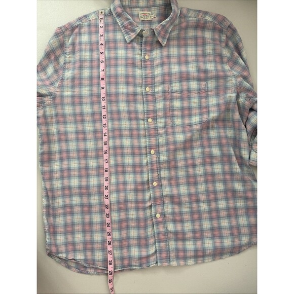 Faherty Blue Pink White Plaid Long Sleeve Cotton Men's Shirt Size XXL - Picture 11 of 14